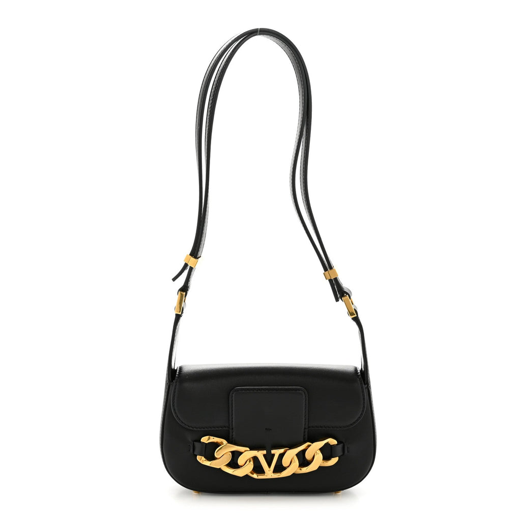 Calfskin Small Vlogo Chain Shoulder Bag Black