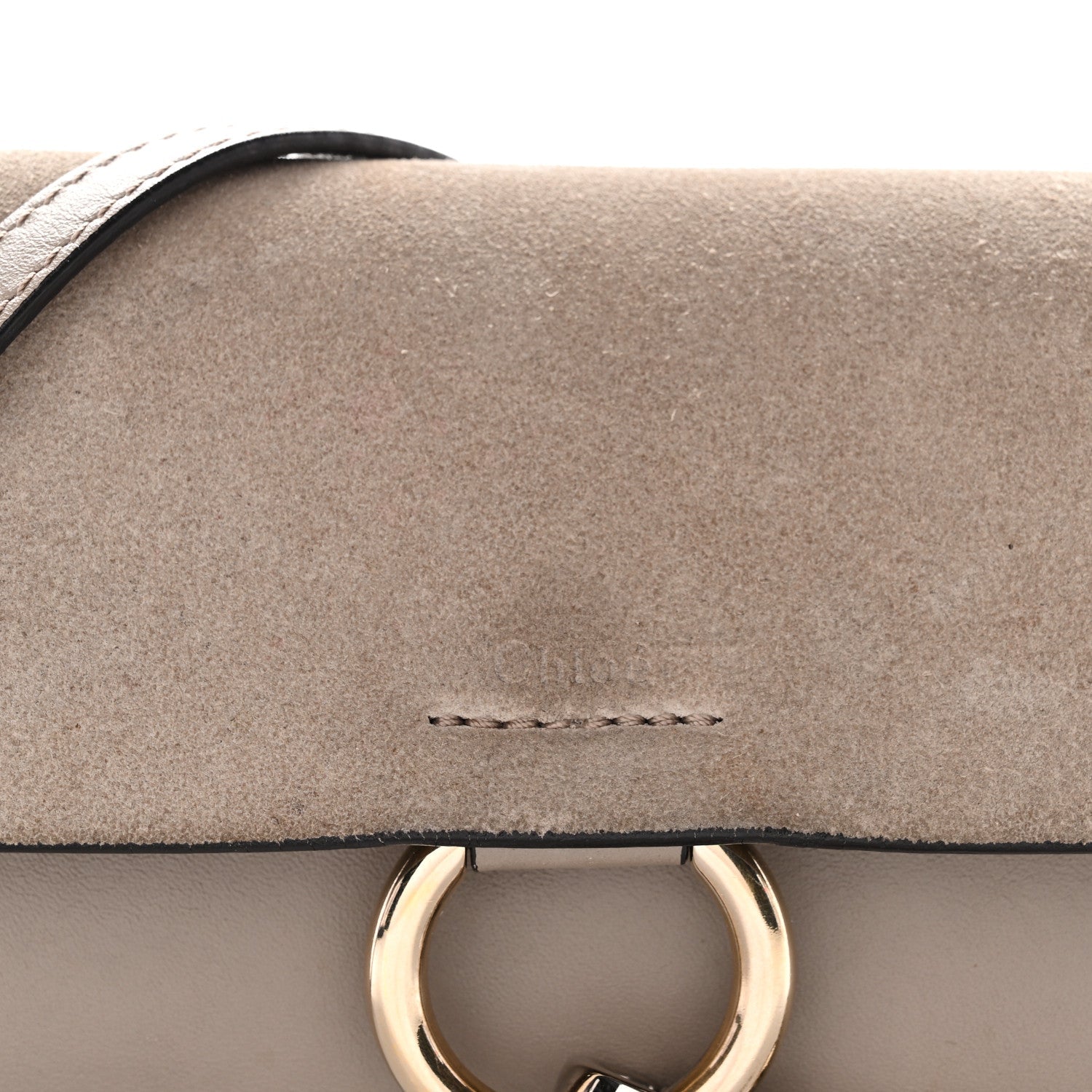 Suede Calfskin Mini Faye Shoulder Bag Motty Grey
