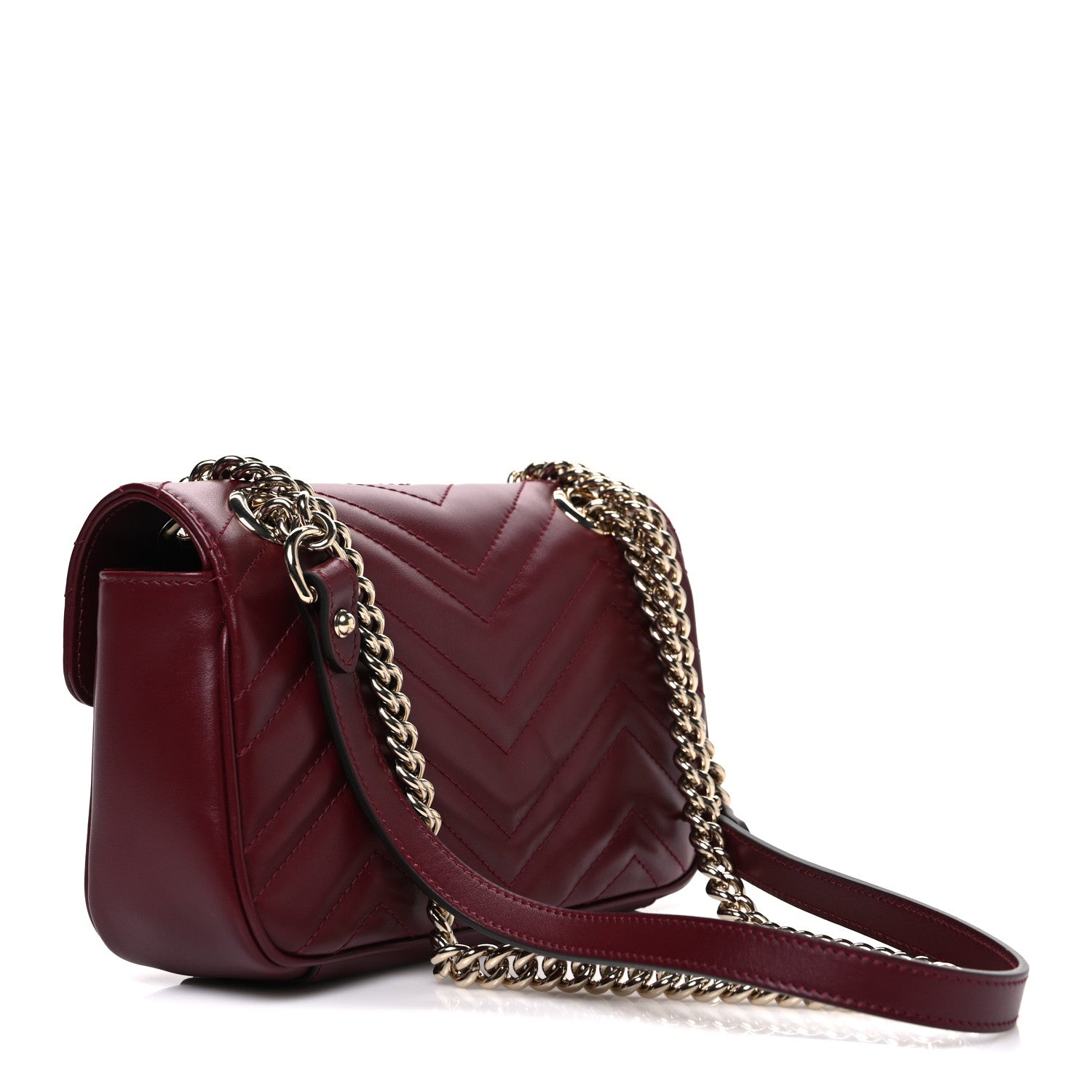 Calfskin Matelasse Mini GG Marmont Shoulder Bag Rosso Ancora