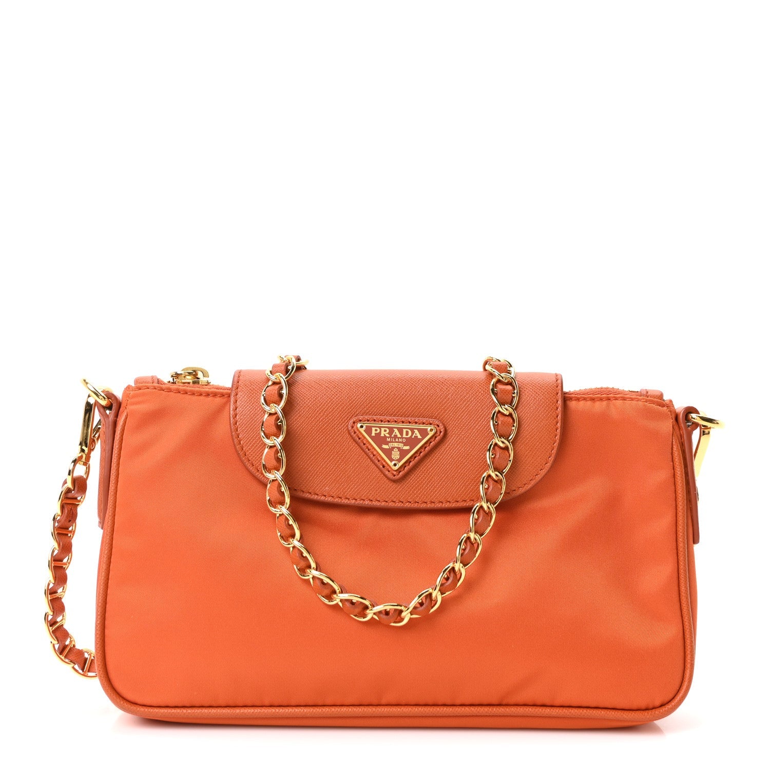 Tessuto Nylon Saffiano Crossbody Bag Papaya
