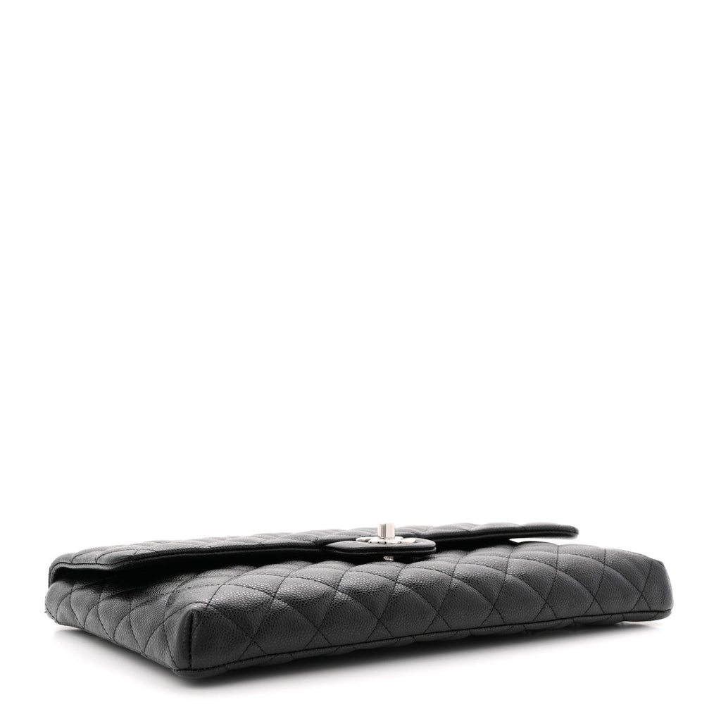 Caviar Quilted Flap Clutch Black