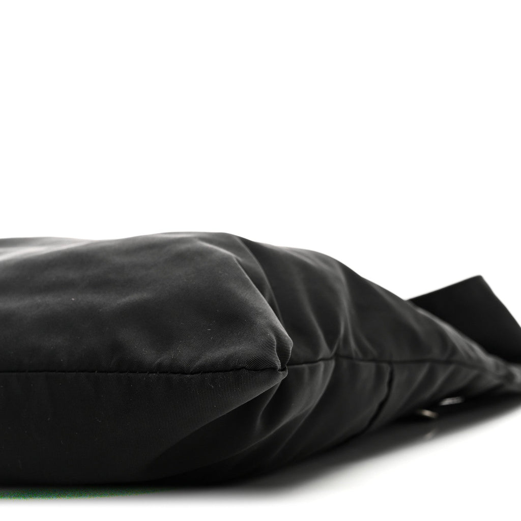 Tessuto Nylon Saffiano Flat Messenger Bag Black