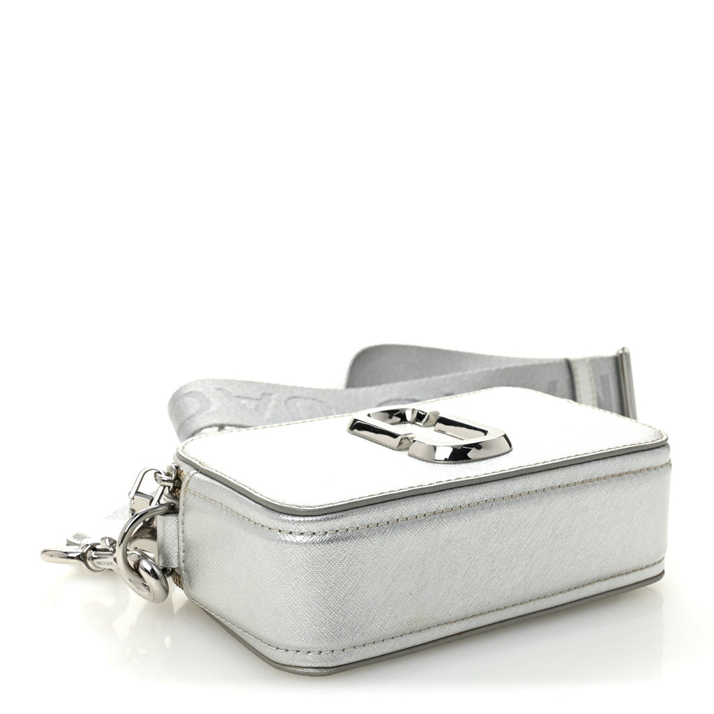 Metallic Saffiano Small Snapshot Camera Bag Silver
