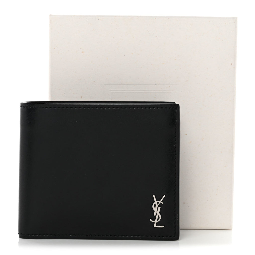Matte Calfskin Tiny Cassandre East West Wallet Black