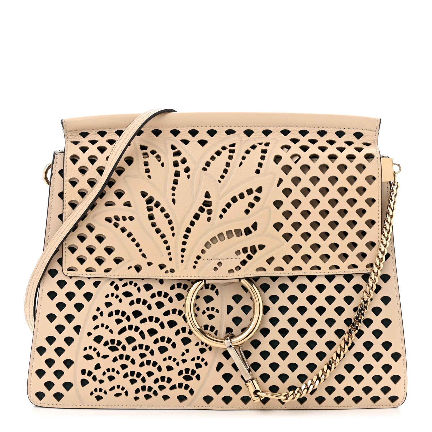 Calfskin Pineapple Perforated Medium Faye Shoulder Bag Abstract White