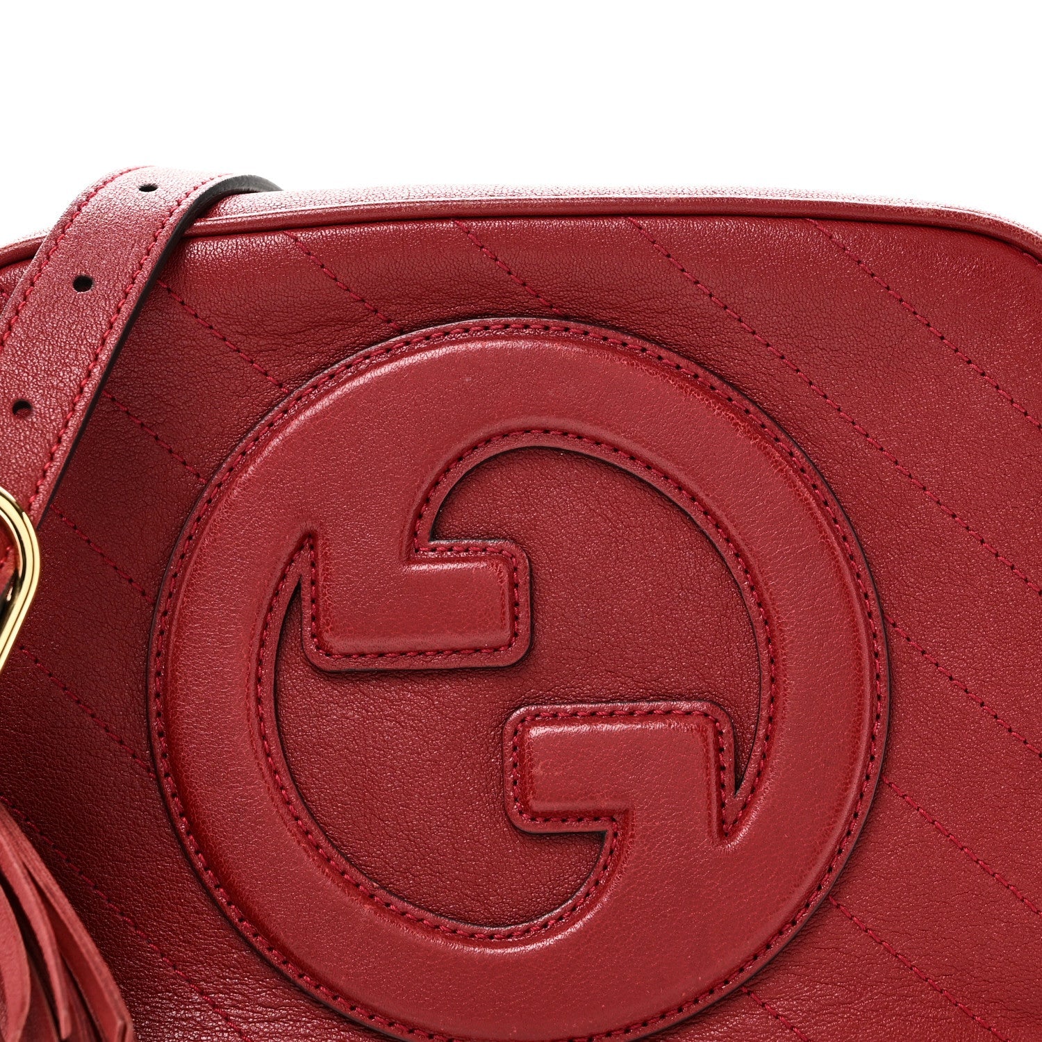 Sakai Be Green Calfskin Diagonal Stitched Small Blondie Shoulder Bag Rosso