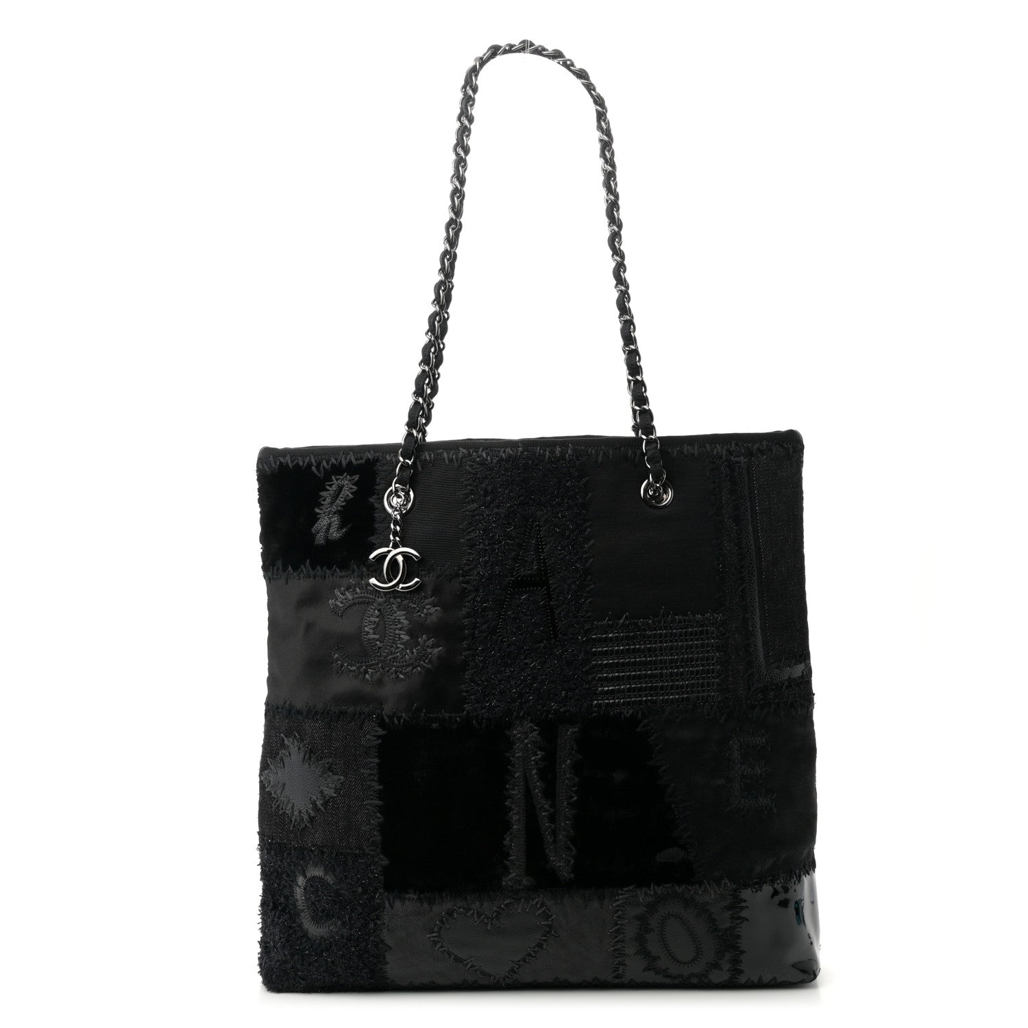Tweed Patchwork Tote Black