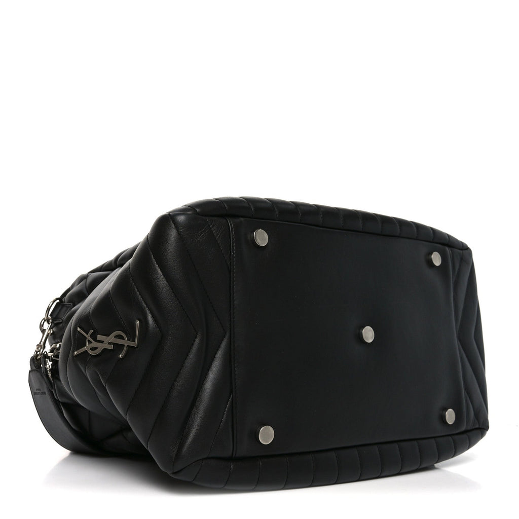 Lambskin Mixed Matelasse Joan Bowling Bag Black