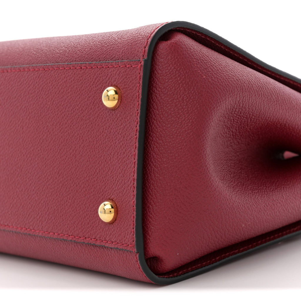 Soft Grain Calfskin Small Buckle Tote Parade Red