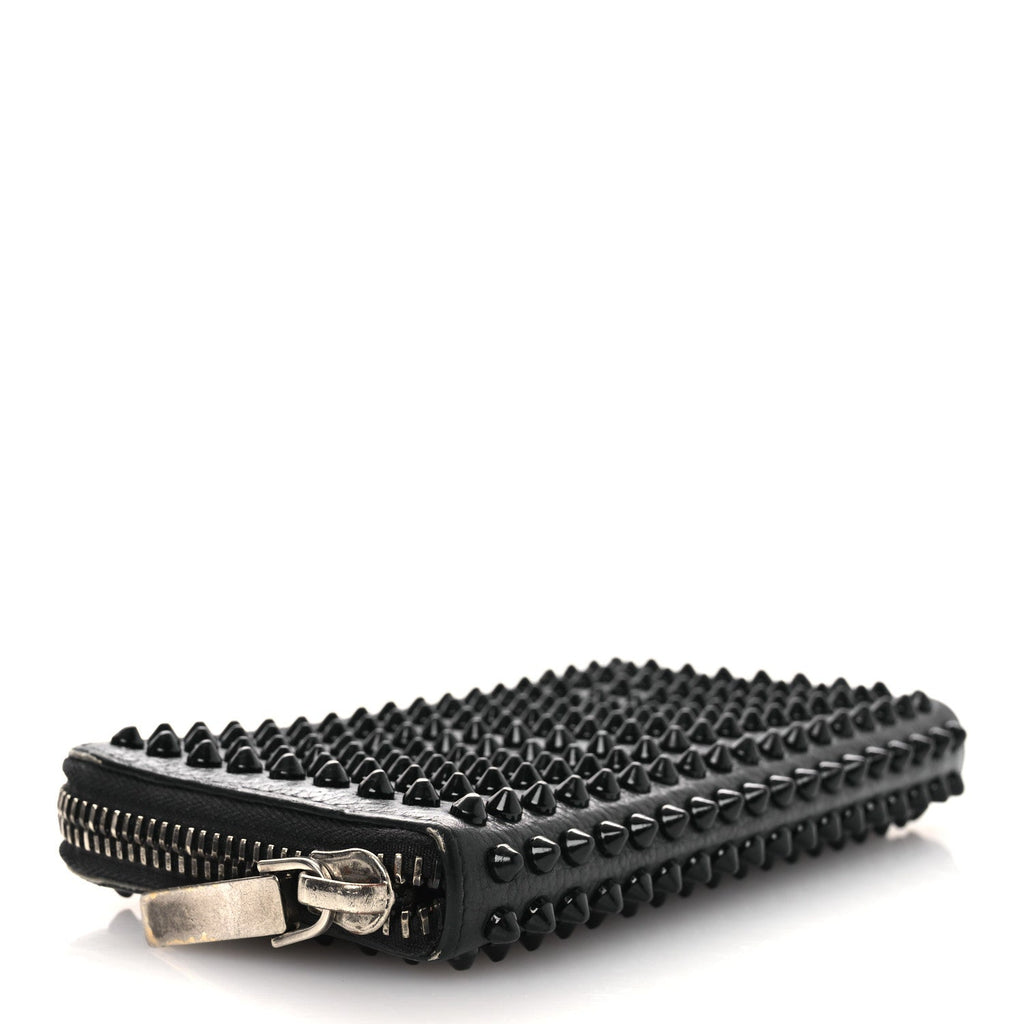 Calfskin Panettone Spiked Zip Around Wallet Black