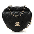 Lambskin Quilted CC In Love Heart Bag Black