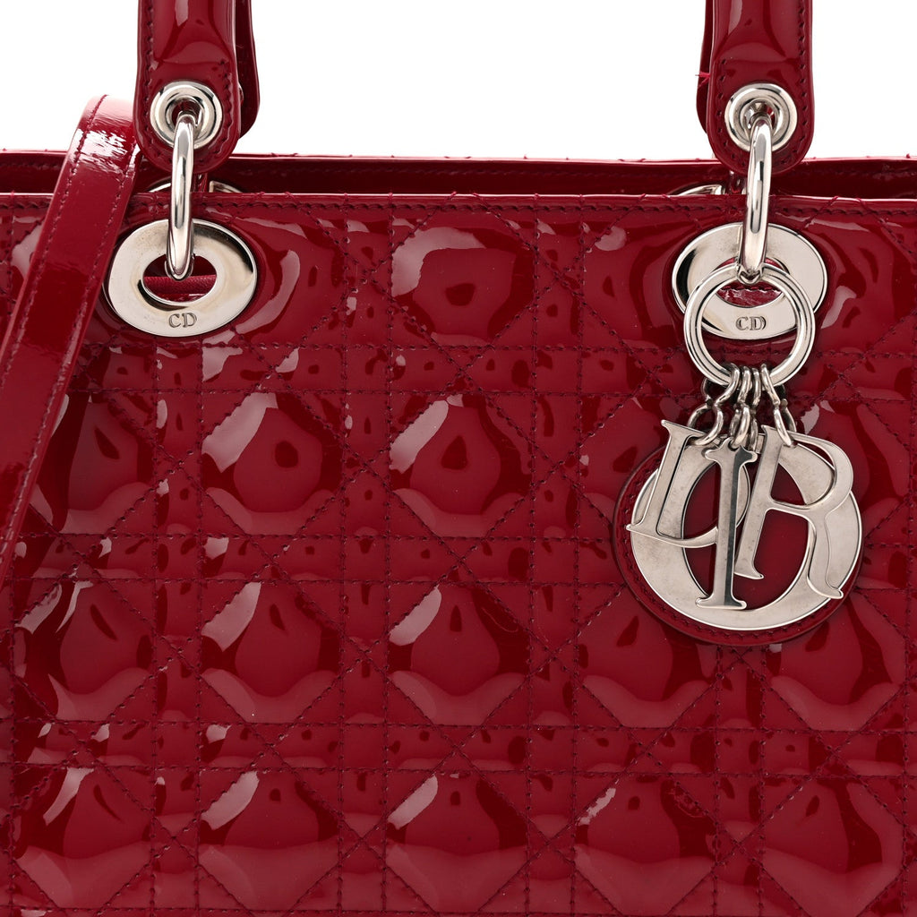 Patent Cannage Medium Lady Dior Red