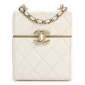 Lambskin Quilted Small Box With Chain White