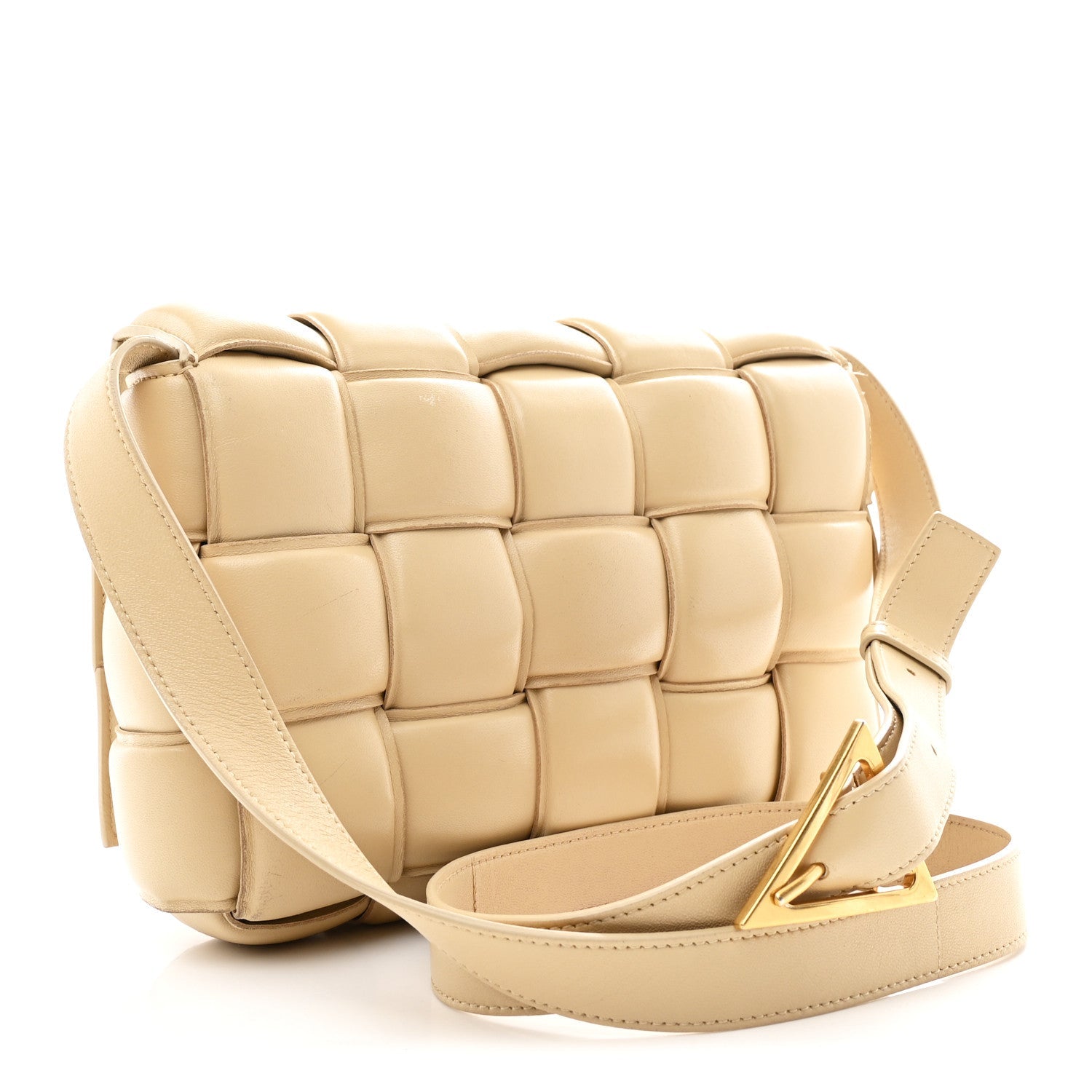 Nappa Maxi Intreccio Small Padded Cassette Crossbody Bag Porridge