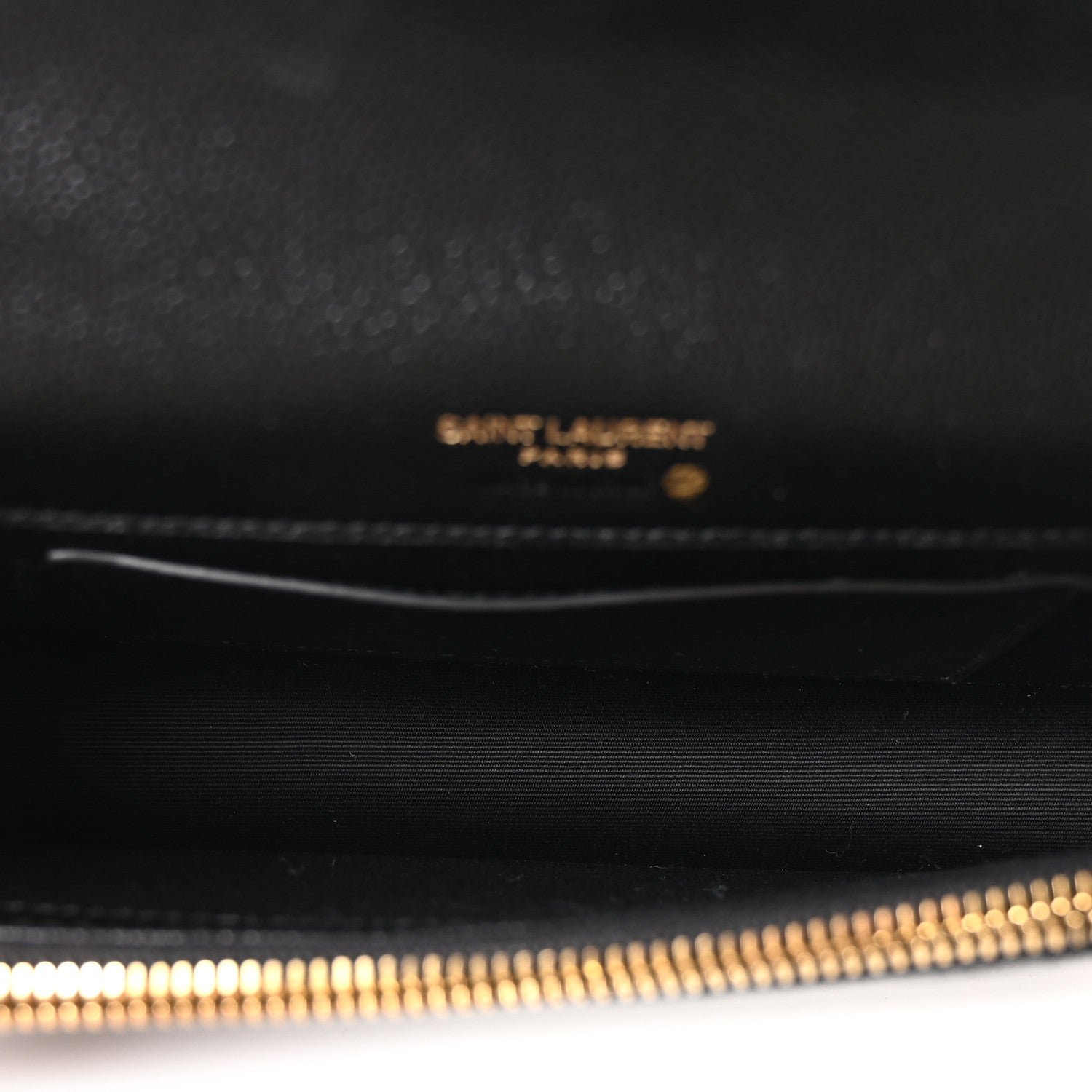 Grain De Poudre Matelasse Chevron Monogram Envelope Chain Wallet Black