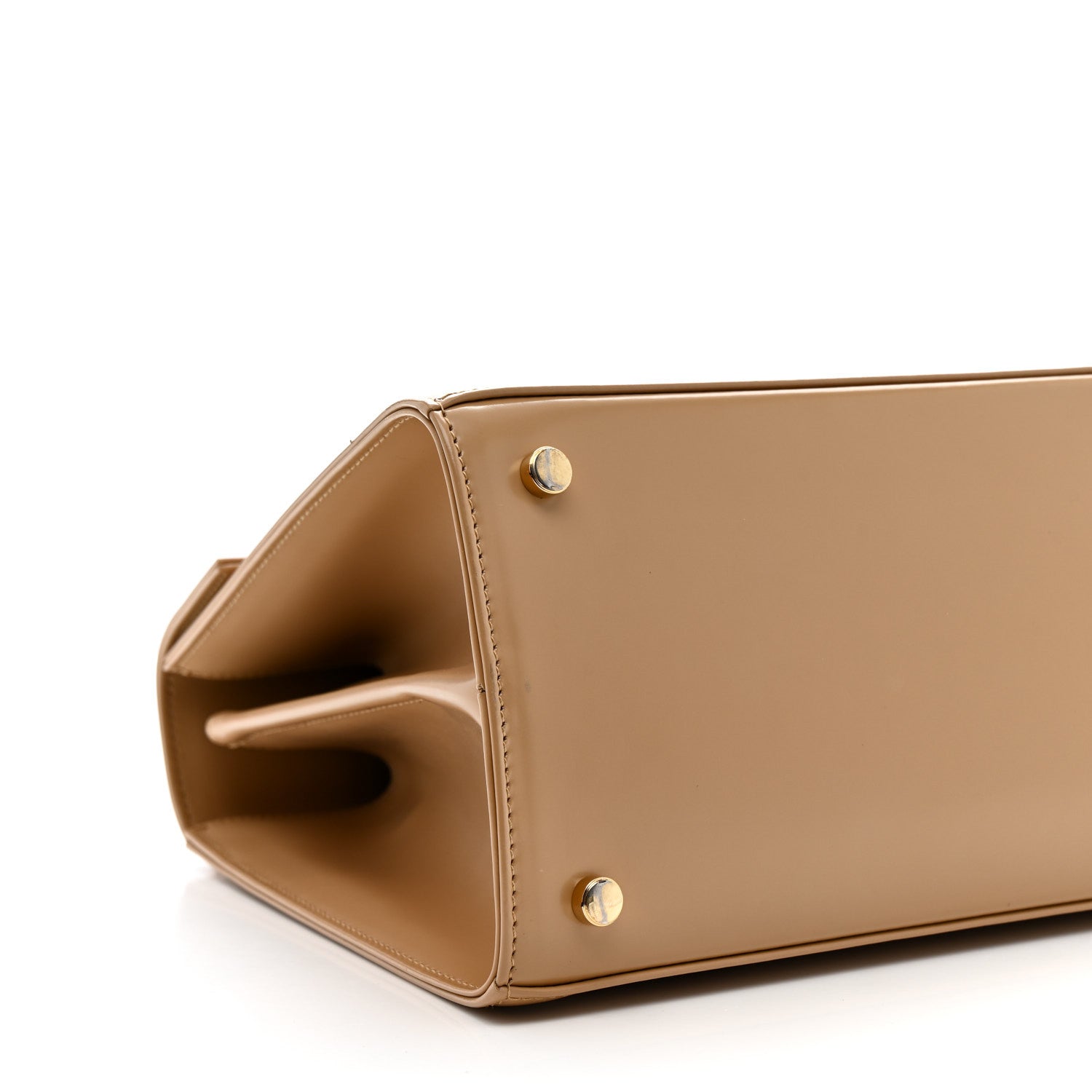 Brushed Off Calfskin Iconic Large Top Handle Bag Camel