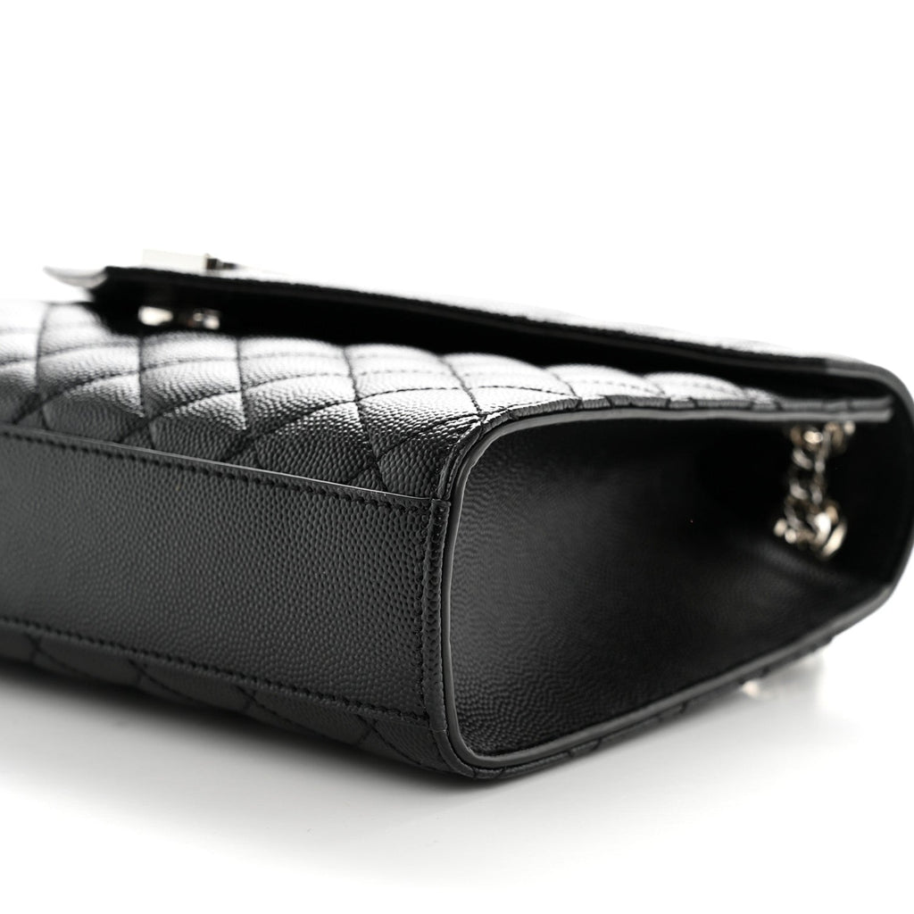 Grain De Poudre Textured Mixed Matelasse Triquilt Medium Monogram Satchel Black