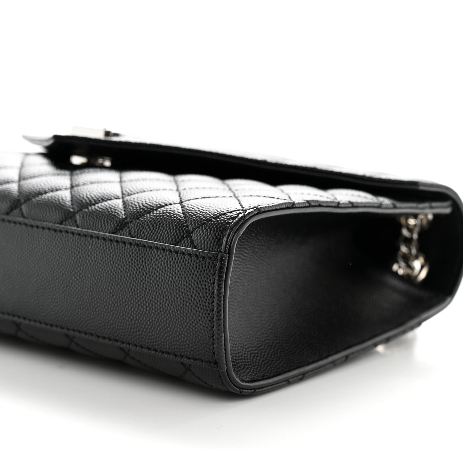 Grain De Poudre Textured Mixed Matelasse Triquilt Medium Monogram Satchel Black