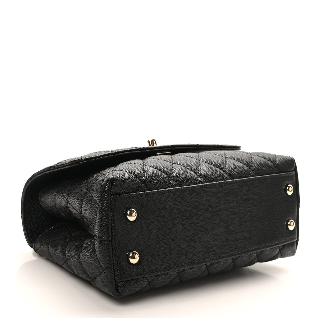 Caviar Quilted Mini Coco Handle Flap Black