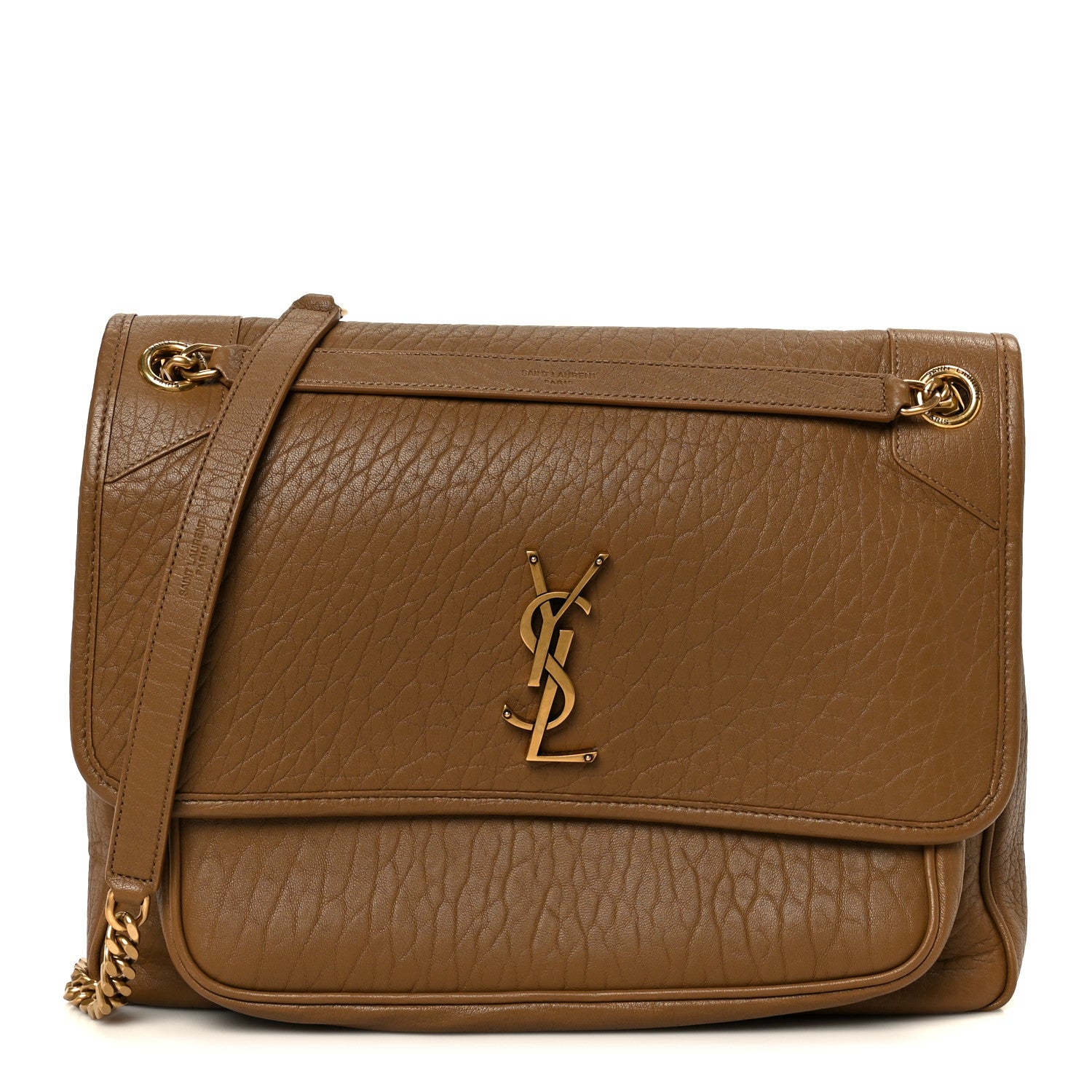 Grained Lambskin Monogram Large Niki Chain Satchel Dark Cork