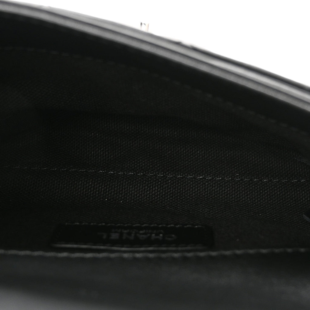 Calfskin Quilted CC Uniform Flap Belt Bag Black