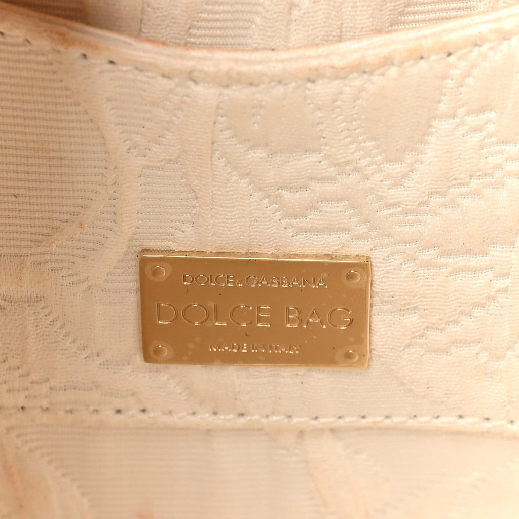 Wicker Calfskin Box Top Handle Bag White