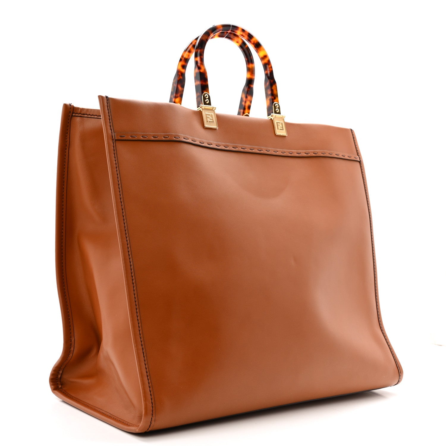 Vitello King Plexiglass Medium Fendi Sunshine Shopper Tote Cuoio