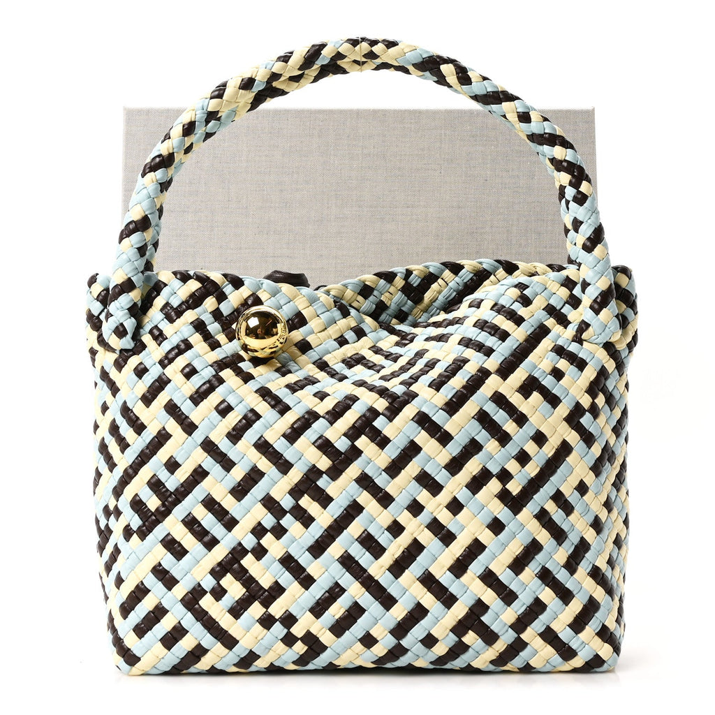 Calfskin Intreccio Tricolor Tosca Shoulder Bag Bitter Chocolate Zest Washed Topazio