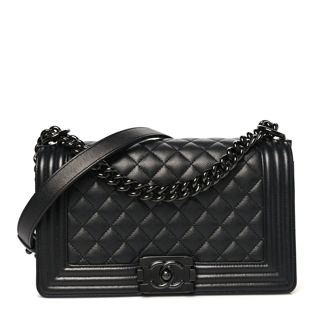 Caviar Quilted Medium Boy Flap So Black