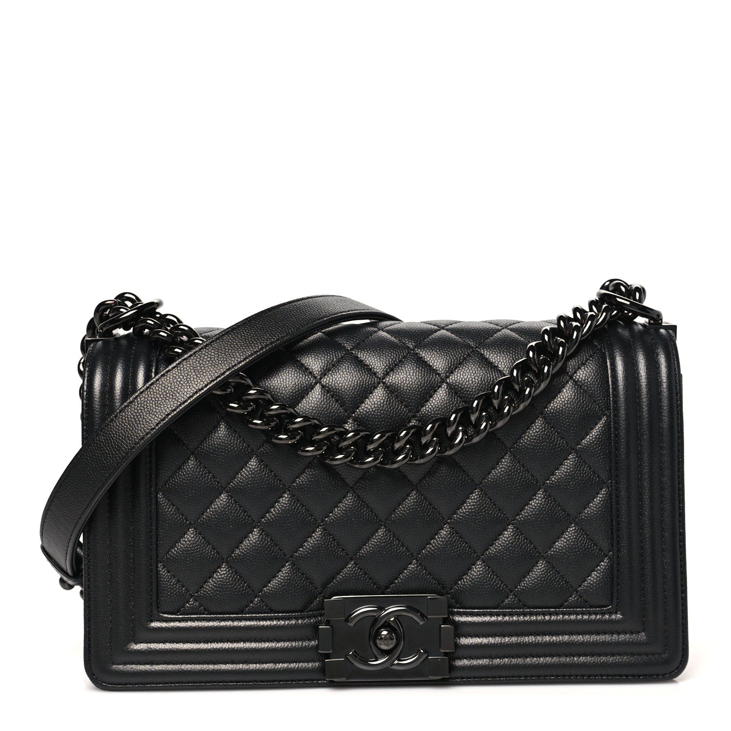 Caviar Quilted Medium Boy Flap So Black