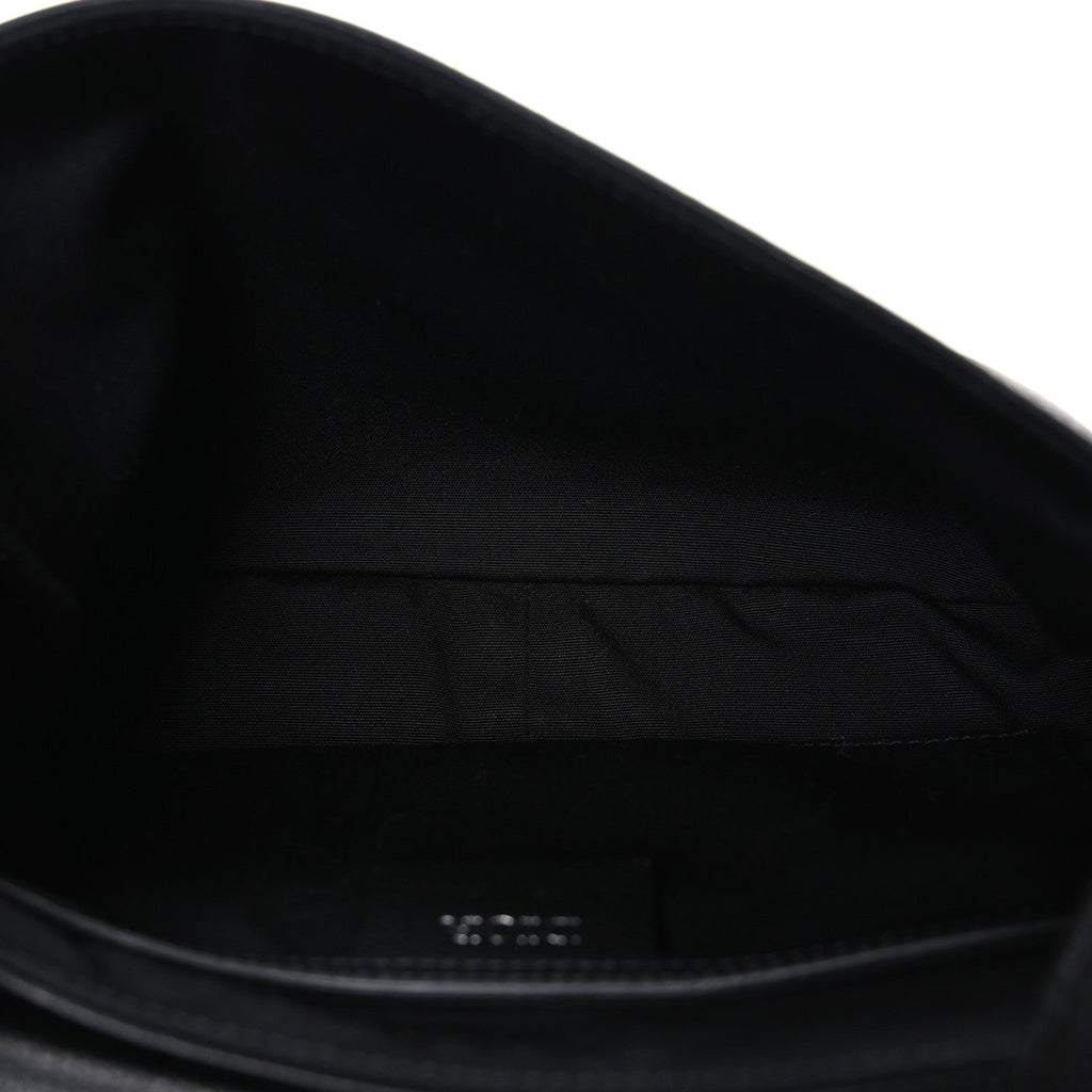 Grained Calfskin Saddle Messenger Bag Black