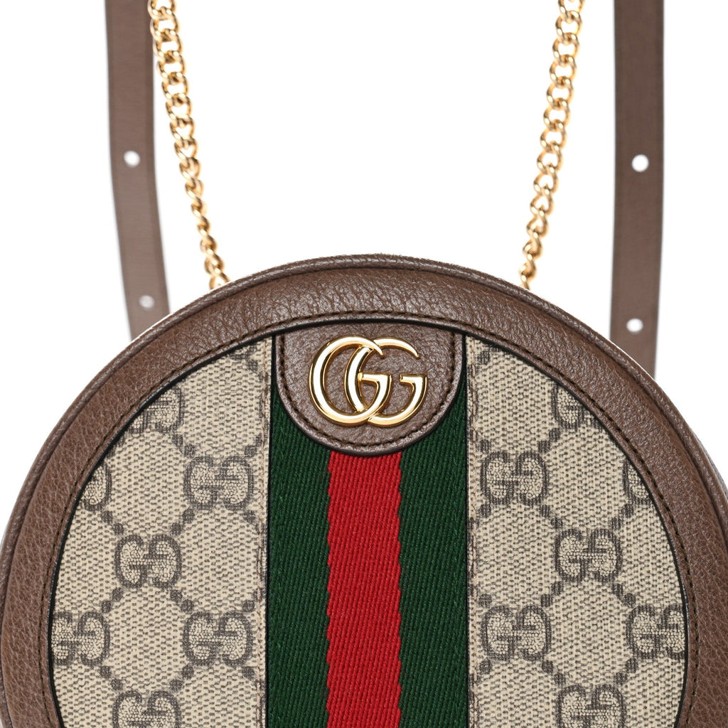 GG Supreme Monogram Web Mini Ophidia Round Backpack Brown