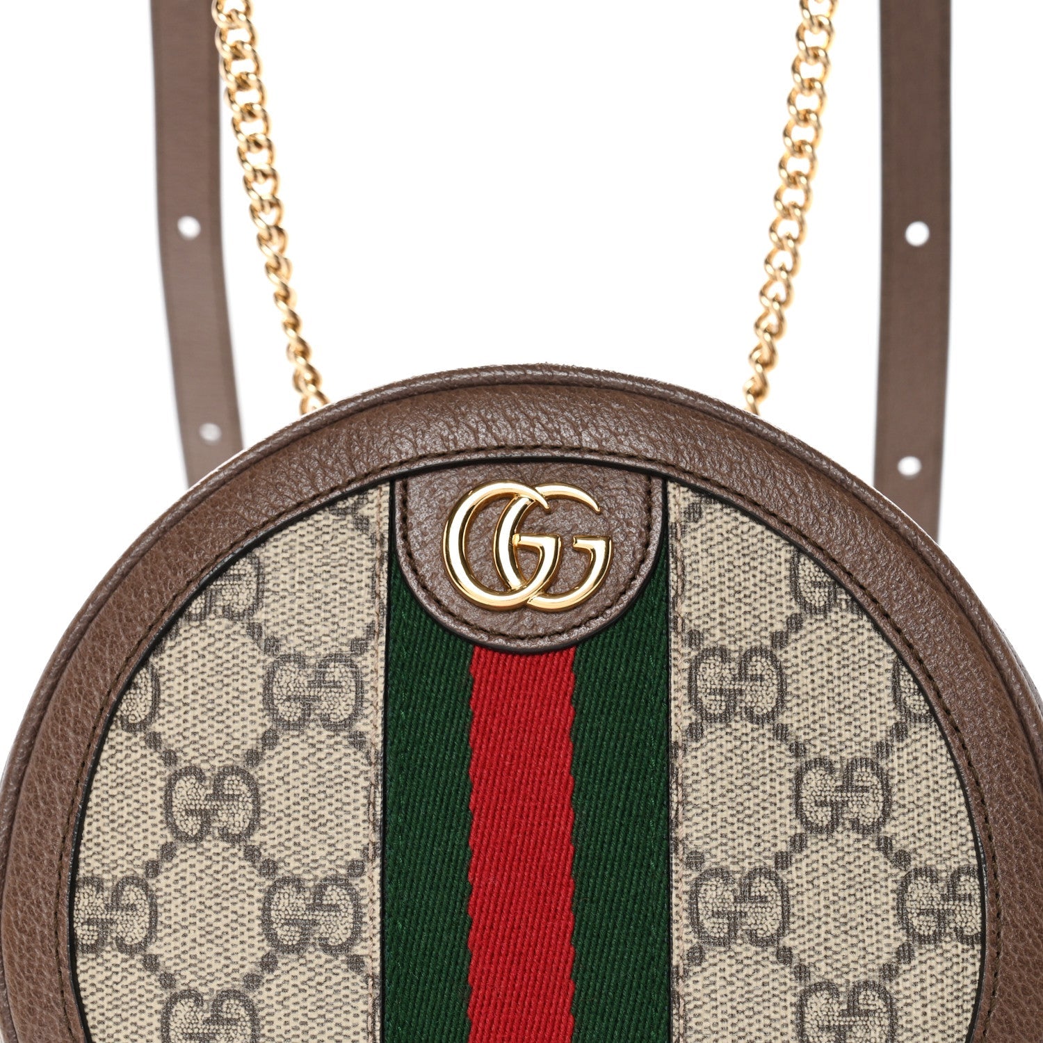 GG Supreme Monogram Web Mini Ophidia Round Backpack Brown