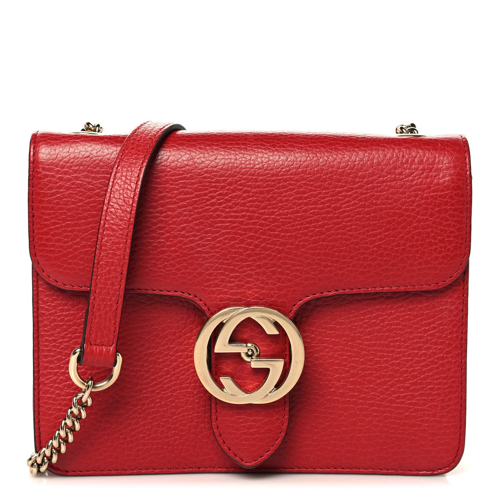 Dollar Calfskin Small Interlocking G Shoulder Bag Red