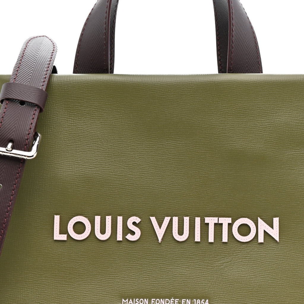Calfskin Mini Shopper Tote Khaki Green