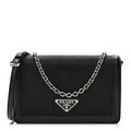 Nylon Metallic Calfskin Mini Crossbody Bag Black