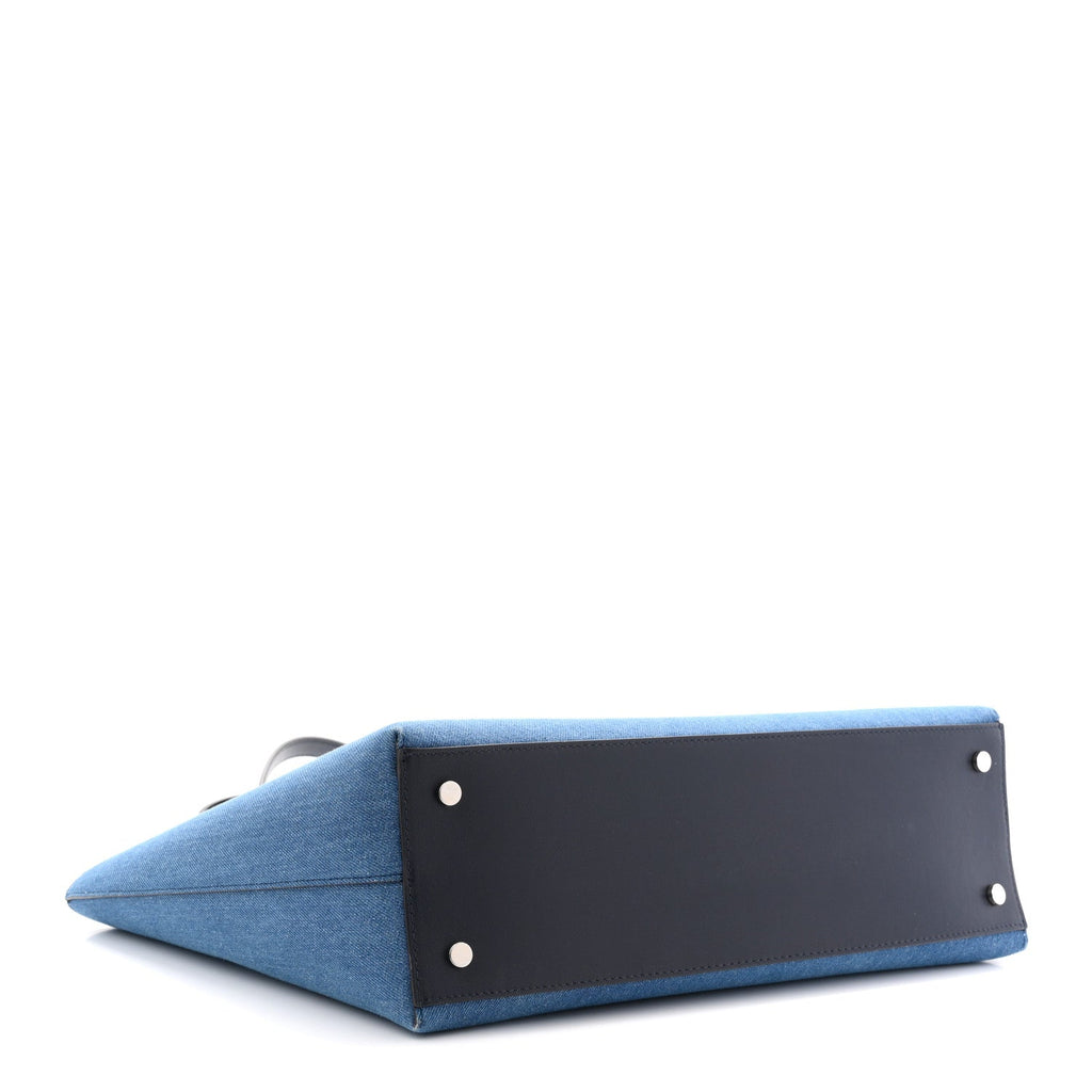 Canvas Embroidered Logo Tote Denim Milk