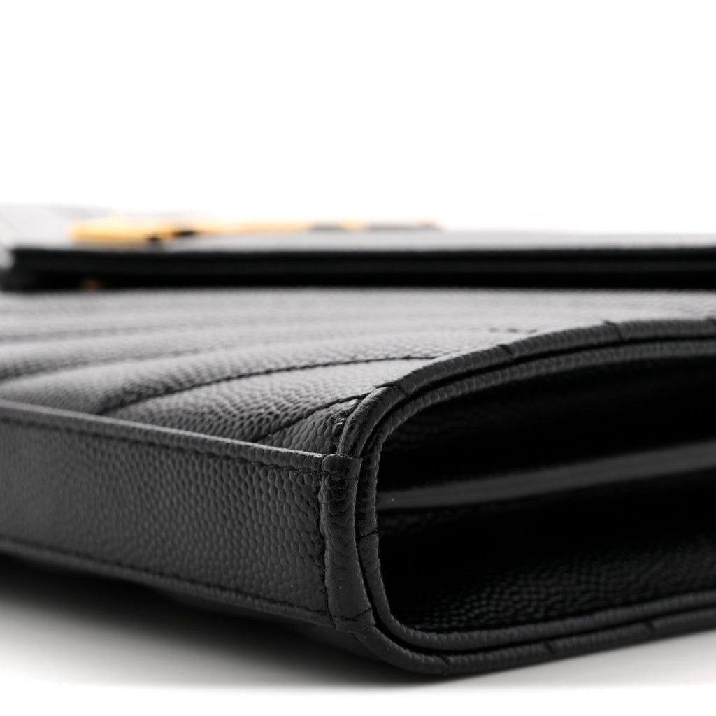 Grain De Poudre Matelasse Chevron Monogram Chain Wallet Black