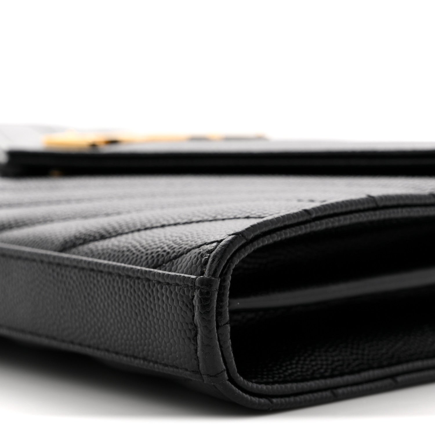 Grain De Poudre Matelasse Chevron Monogram Chain Wallet Black