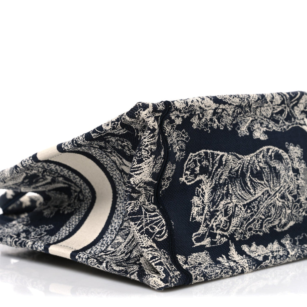 Canvas Embroidered Small Dioriviera Toile De Jouy Book Tote Blue