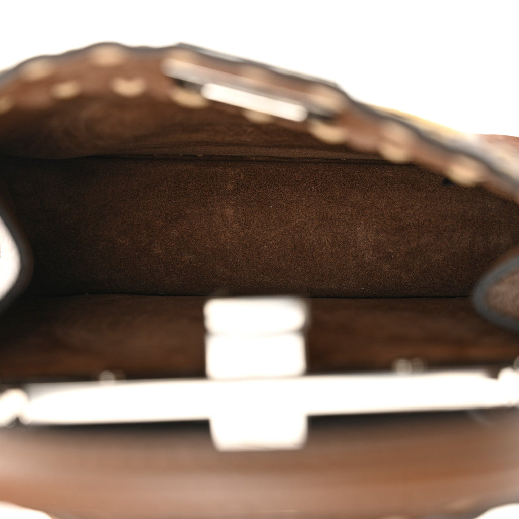Cuoio Romano Raffia Woven Petite Peekaboo I SEE U Satchel Natural Gianduia