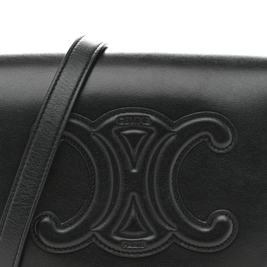 Smooth Calfskin Cuir Triomphe Folco Crossbody Bag Black