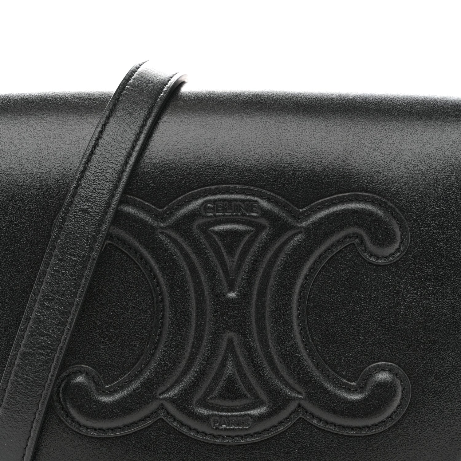 Smooth Calfskin Cuir Triomphe Folco Crossbody Bag Black