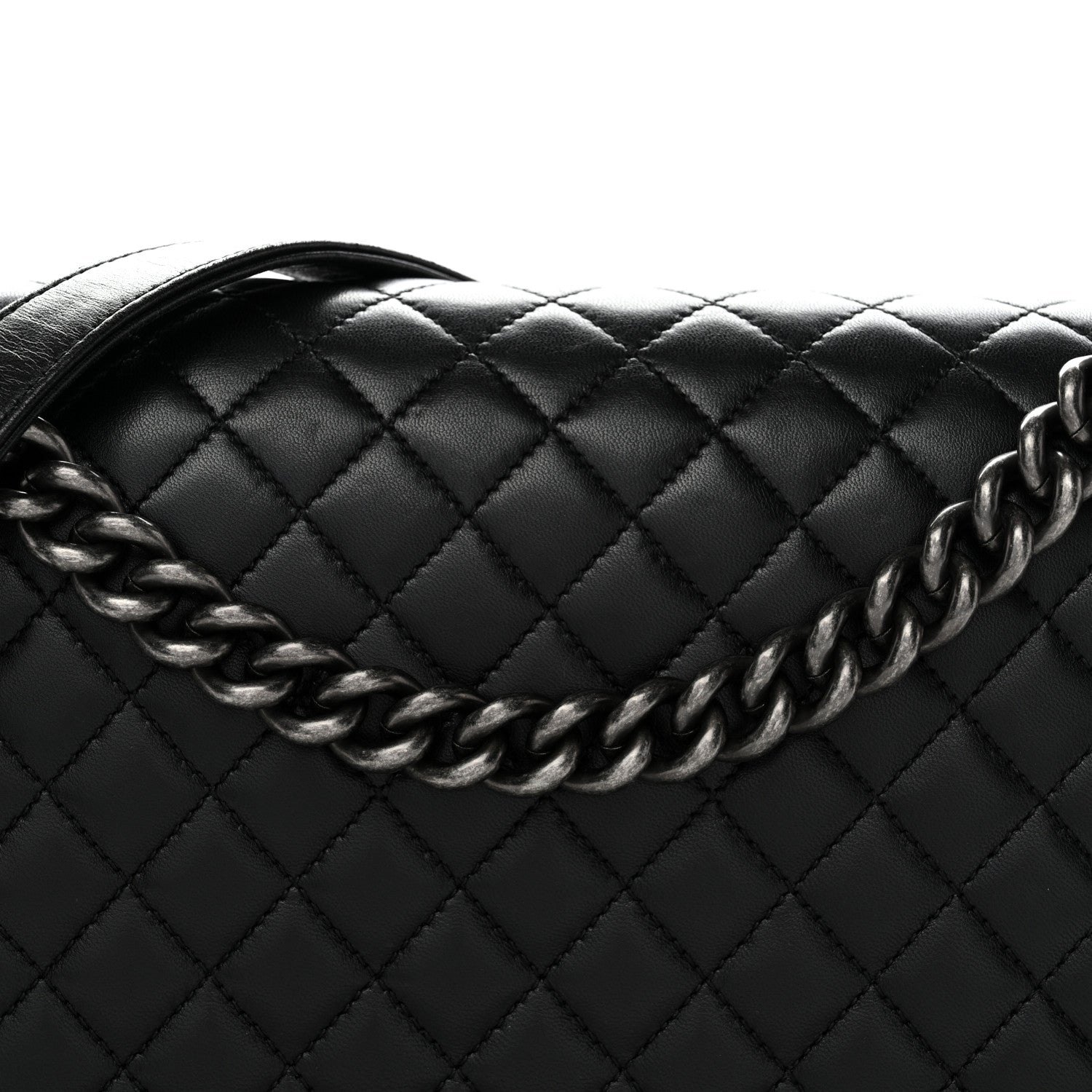 Lambskin Quilted New Medium Boy Flap Black
