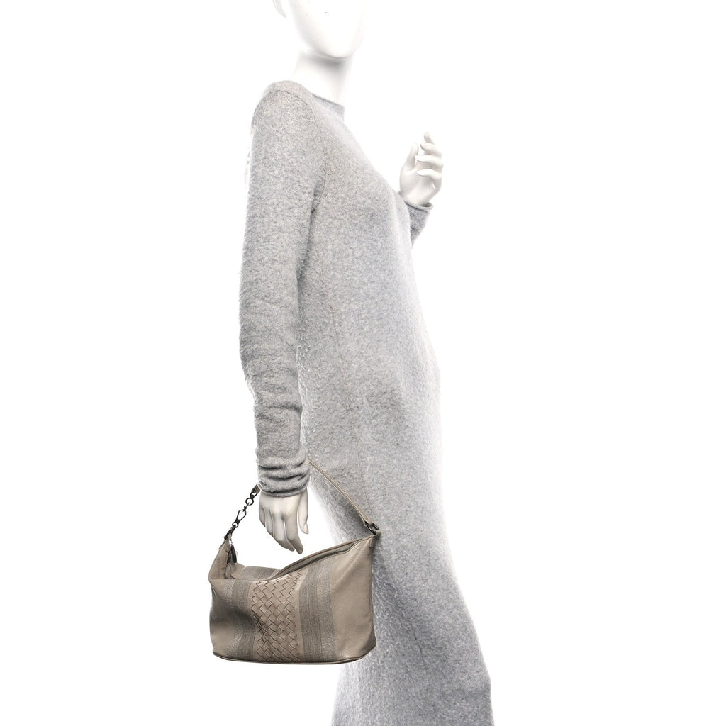 Nappa Intrecciato Stitched Small Shoulder Bag Taupe