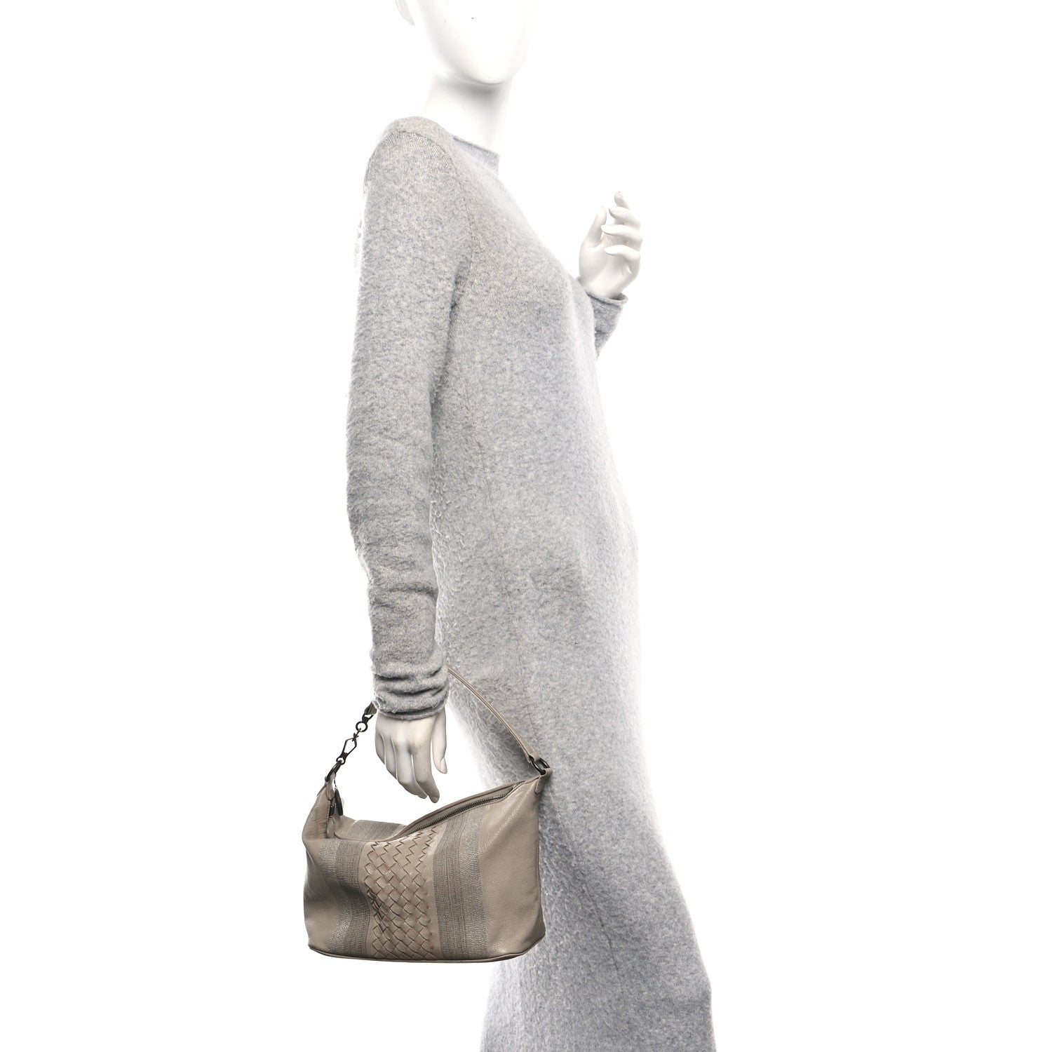 Nappa Intrecciato Stitched Small Shoulder Bag Taupe