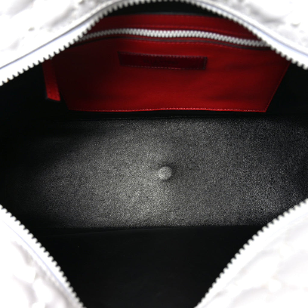Lambskin Free Rockstud Spike Bowling Bag White