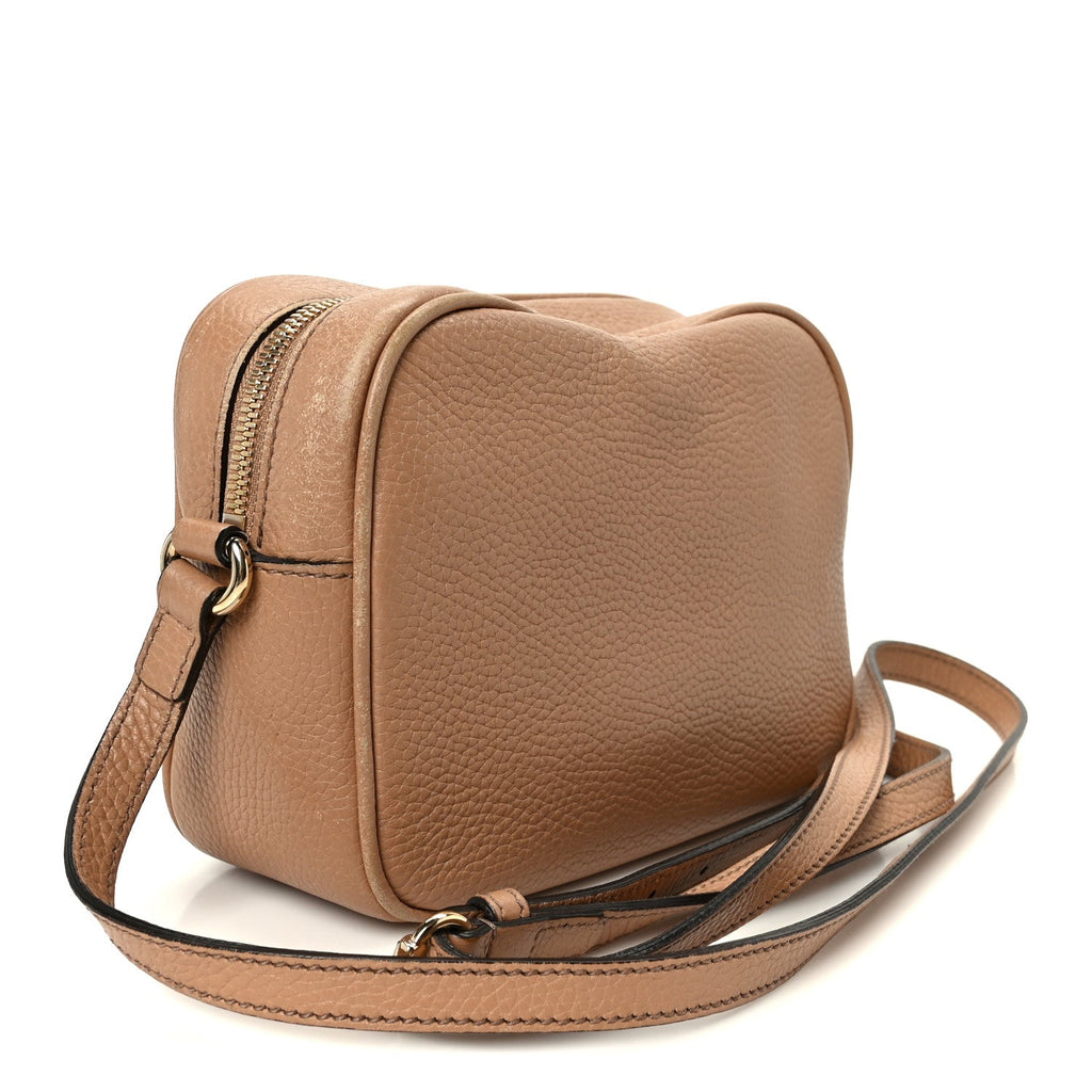 Pebbled Calfskin Small Soho Disco Bag Camelia