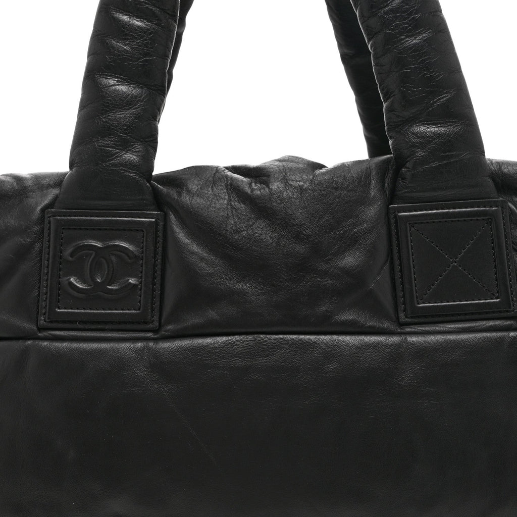 Lambskin Quilted Medium Coco Cocoon Reversible Tote Black
