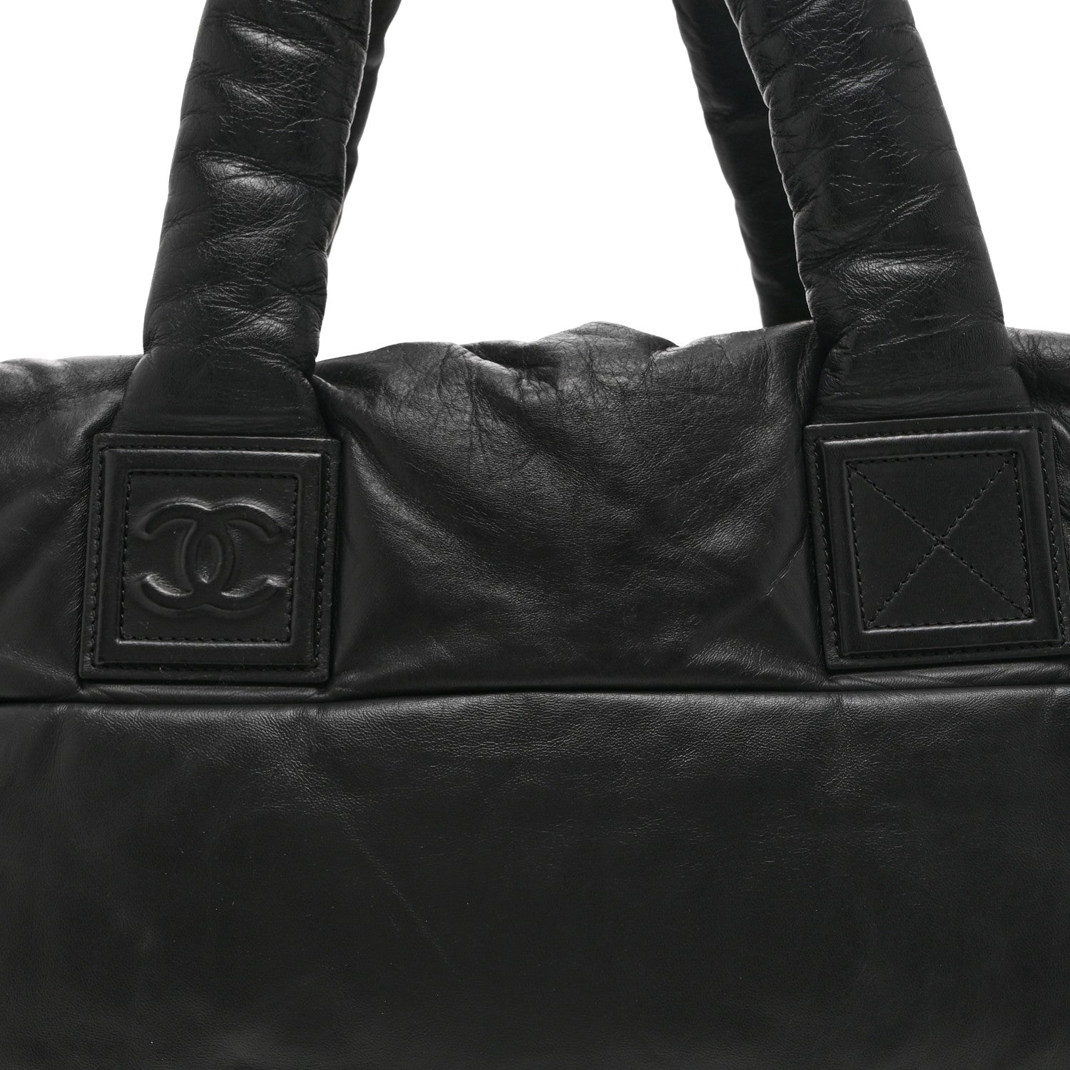 Lambskin Quilted Medium Coco Cocoon Reversible Tote Black